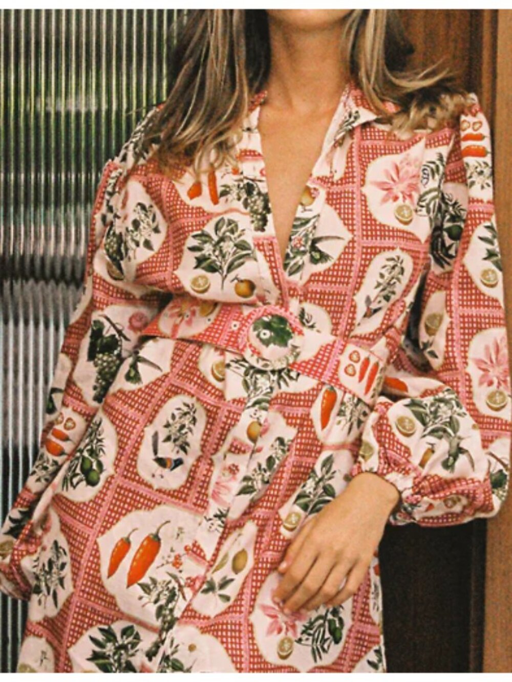 SundayUp Citrus Tile Belted Dress
